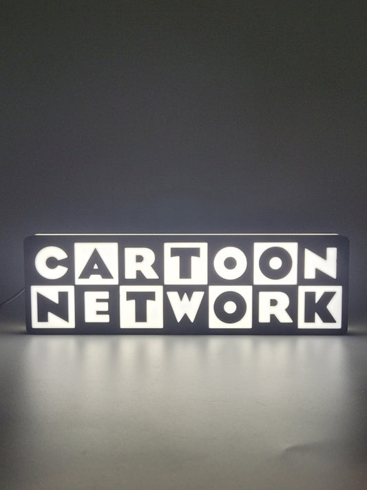 Cartoon Network LED light sign with illuminated logo viewed from straight on