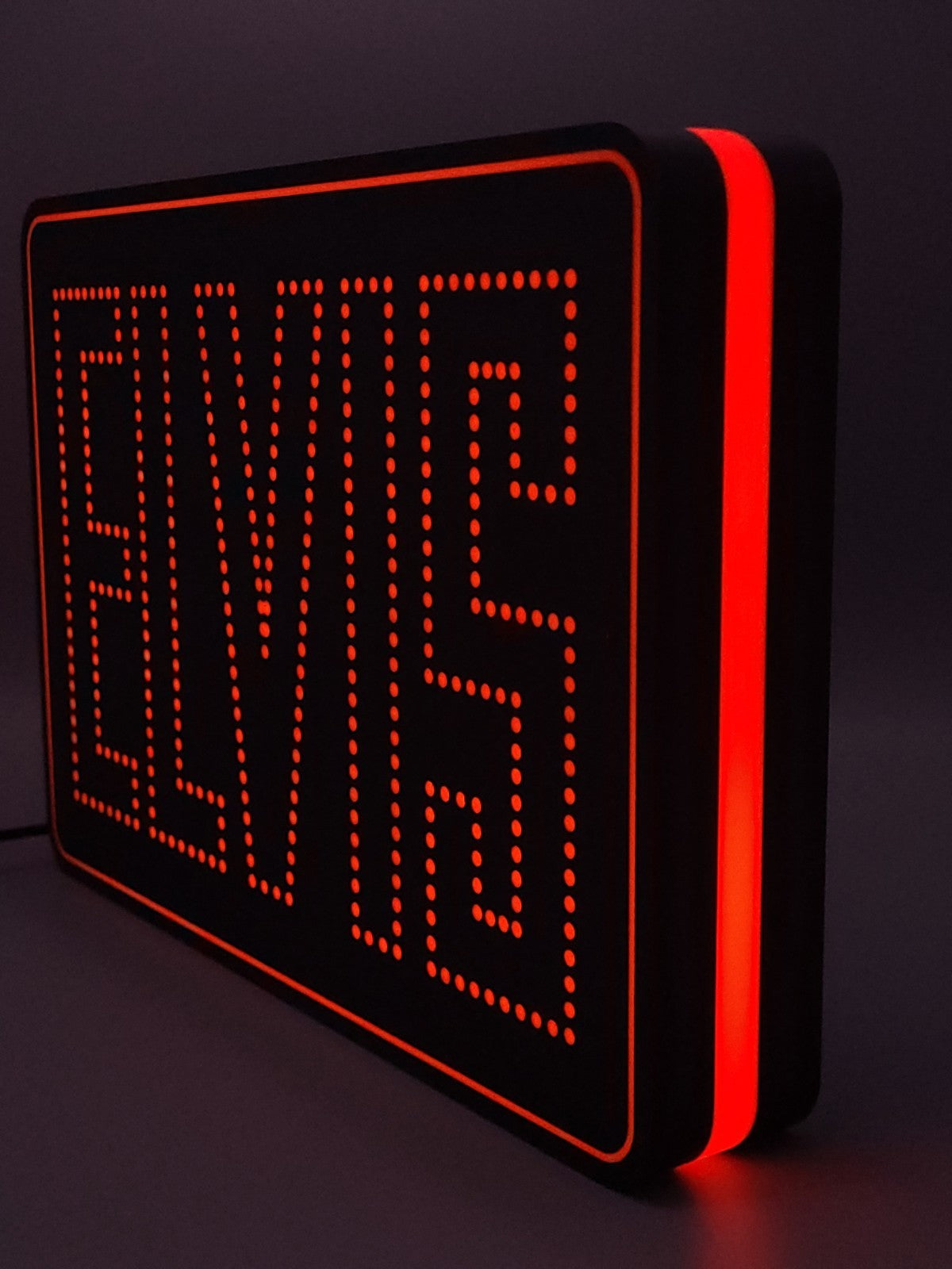 elvis led light sign with illuminated logo viewed from side view