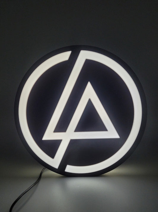 LINKIN PARK led light sign with illuminated logo viewed from straight on